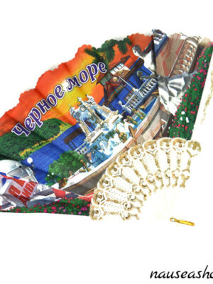 Вееер с белой ручкой "Черное море", 23 см Вееер с белой ручкой "Черное море", 23 см