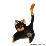 Кот с длинным хвостом декоративный из дерева, 20 см