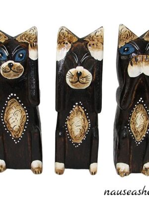Hабор декоративный 3 котов из дерева, 15 см Hабор декоративный 3 котов из дерева, 15 см